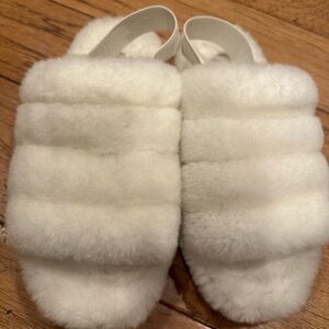 Fluffy White Slippers